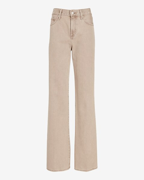 High Waisted Tan Wide Leg Jeans | Express