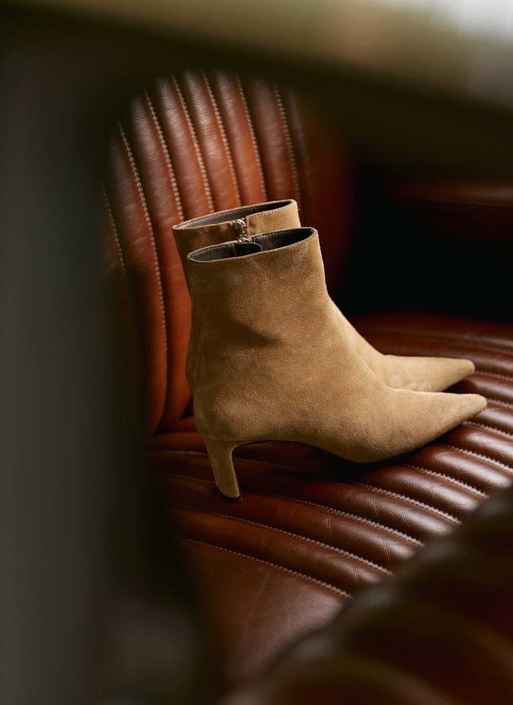 Macy Neutral Suede Ankle Boots | Mint Velvet