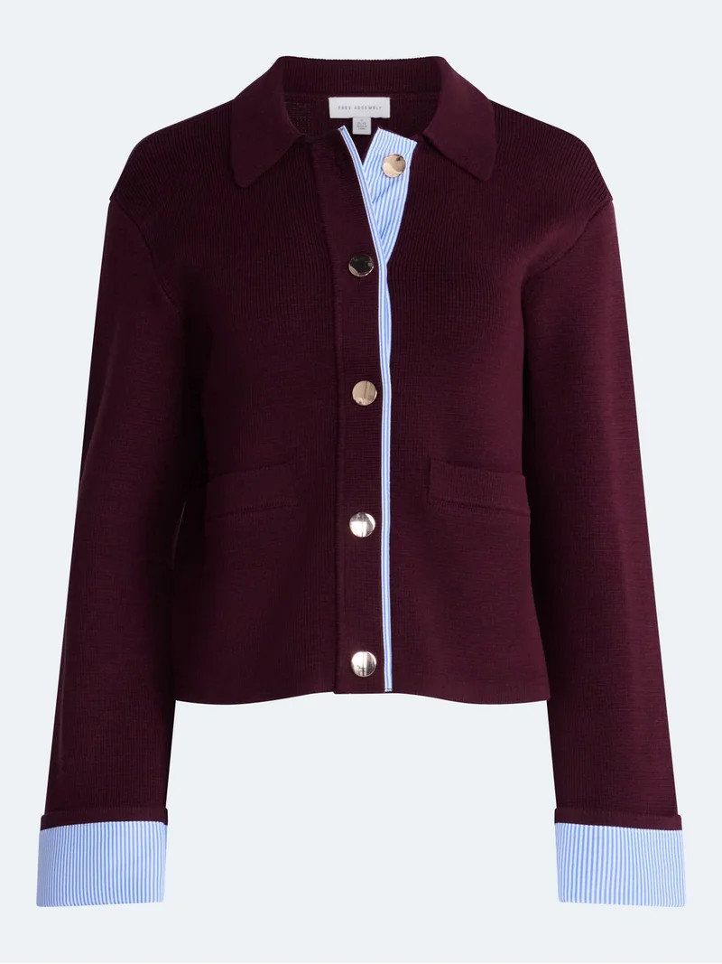 Free Assembly Women's Cropped Sweater Jacket, Sizes XS-XXL | Walmart (US)