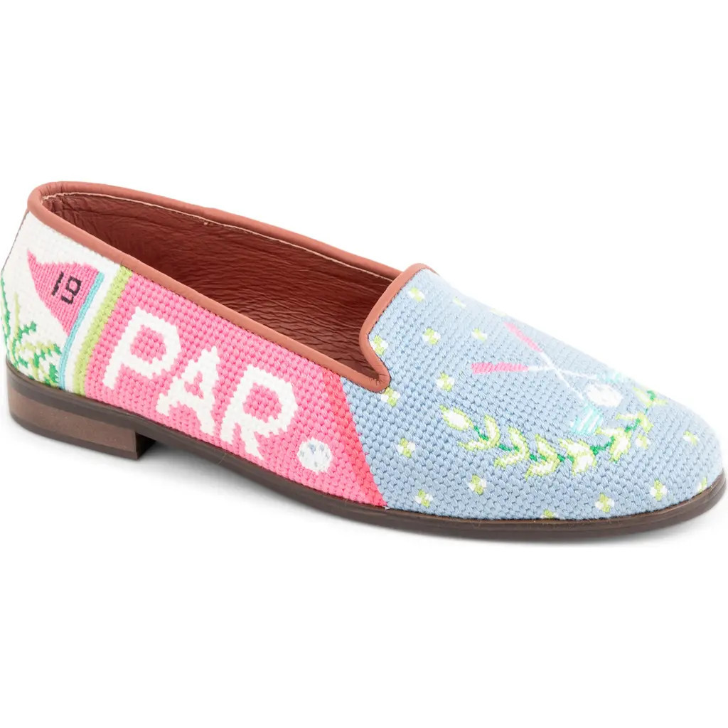 ByPaige Needlepoint Golf Flat in Blue Multi at Nordstrom, Size 8.5 | Nordstrom