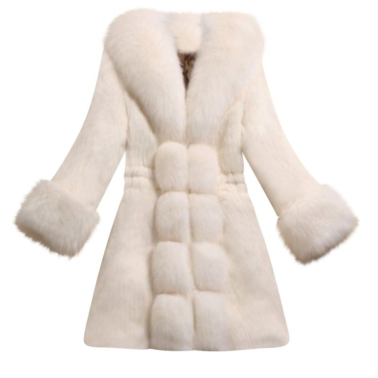Elainilye Fashion Womens Coats Faux-fur Plush Coat Elegant Thick Warm Outerwear Long Fleece Jacke... | Walmart (US)