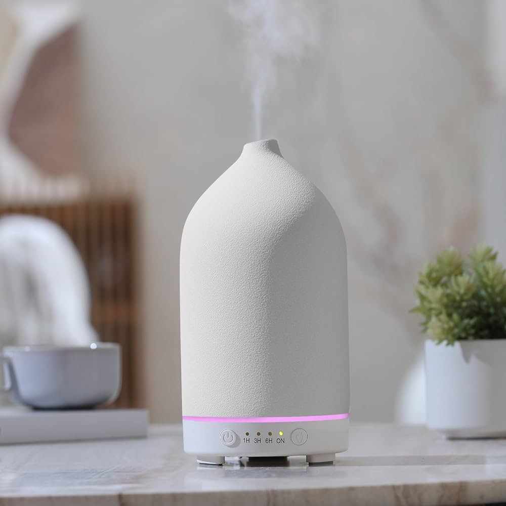 200ML Ceramic Essential Oil Diffuser - Ultrasonic Aromatherapy & Humidifier with 7-Color LED Ligh... | Amazon (US)