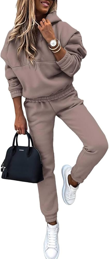 AOHITE Women Hoodies Tracksuit Long Sleeve Sweatshirts Jogger Pant 2 Piece Outfits | Amazon (US)