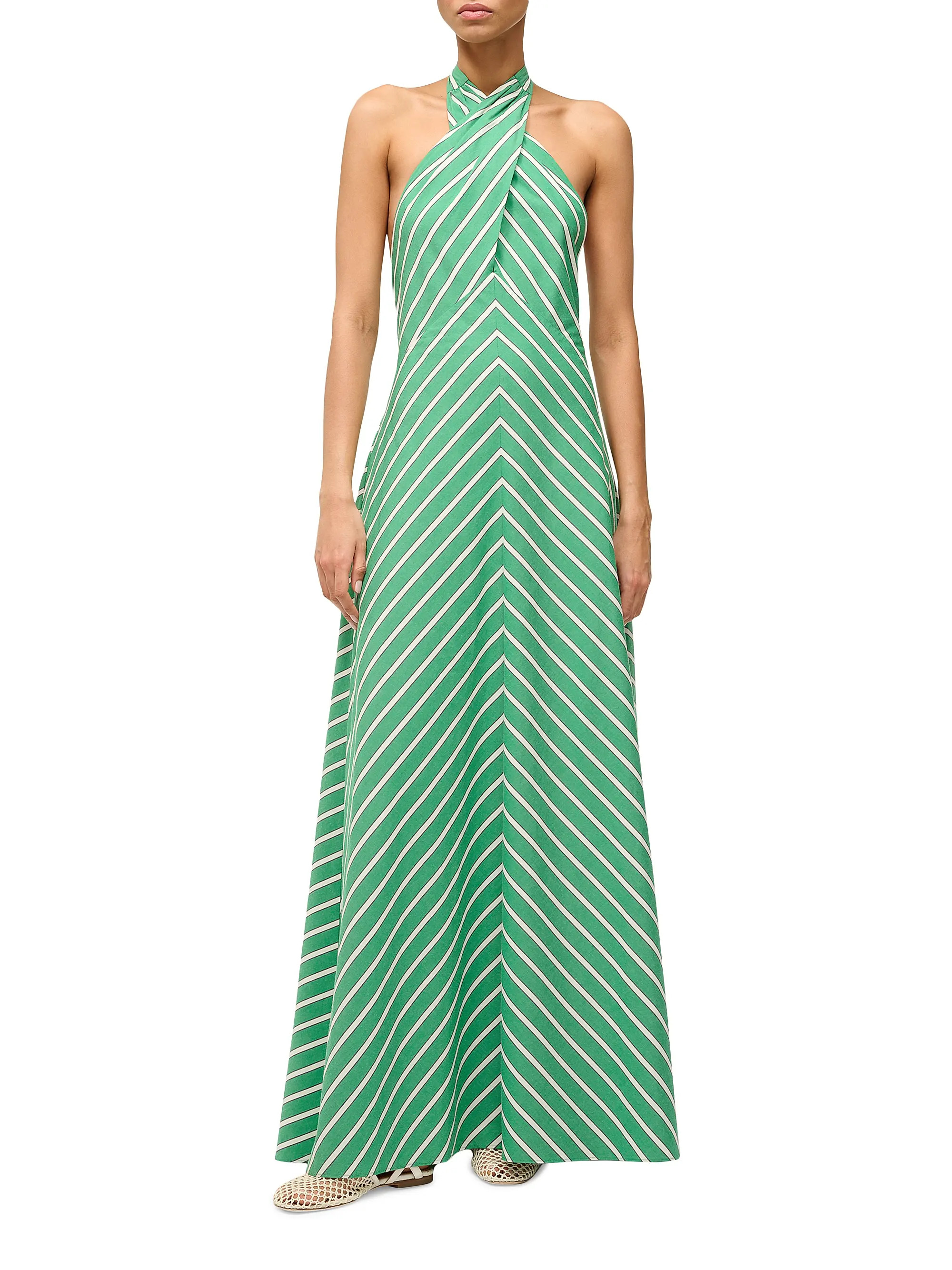 Shop Staud Dawn Striped Halter Dress | Saks Fifth Avenue | Saks Fifth Avenue