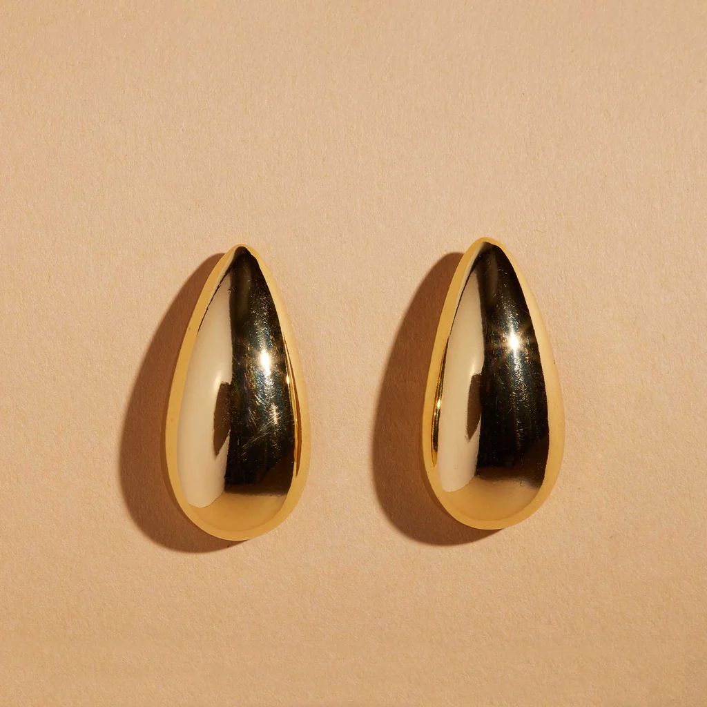 Gold Dome Droplet Earrings | Nickel and Suede
