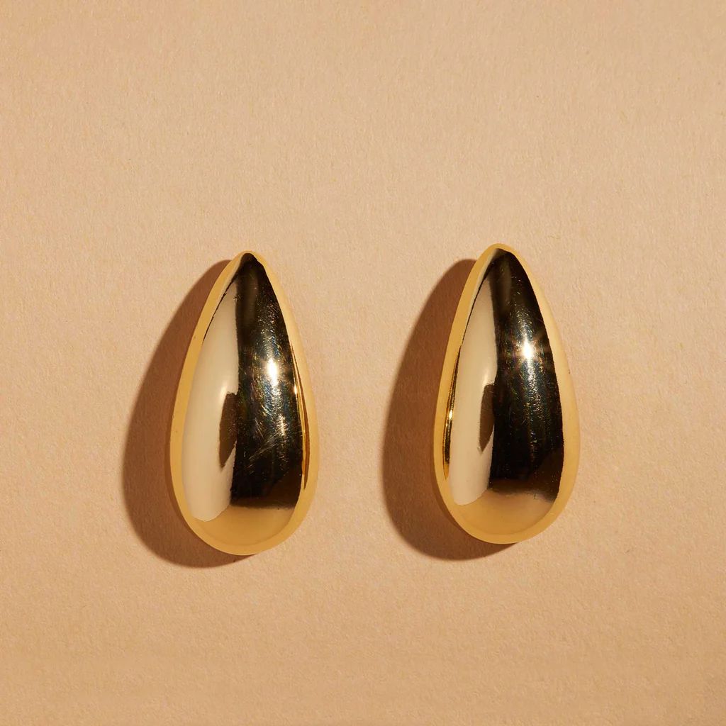 Gold Dome Droplet Earrings | Nickel and Suede