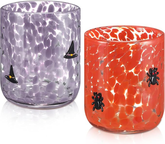 Skylety 2 Pcs Halloween Icon Juice Glasses, Black Spider, Witch Hat | Amazon (US)