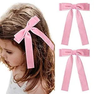 2PCS Black Velvet Bows Girls Hair Clip Ribbon Accessories for Baby Toddlers Teens Kids | Amazon (US)