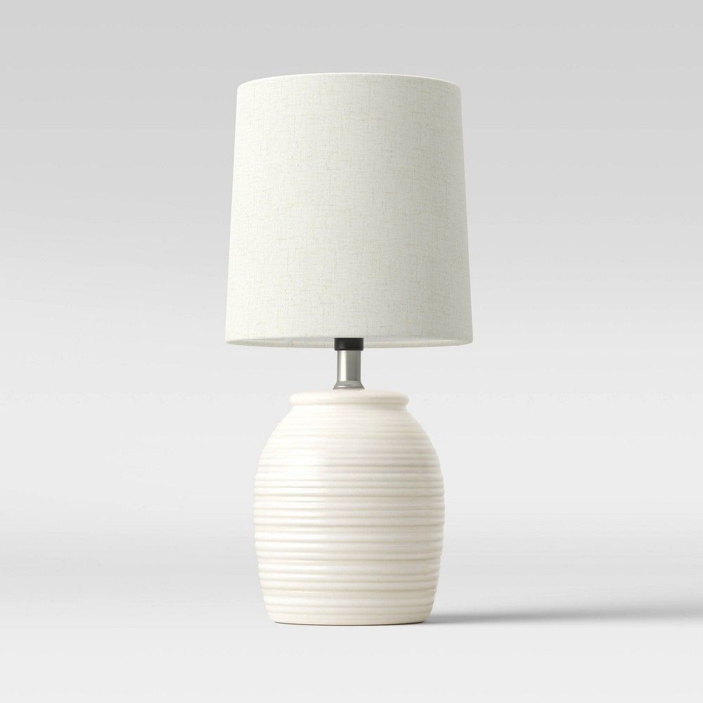 Embossed Striped Pattern Ceramic Mini Lamp White - Threshold™ | Target