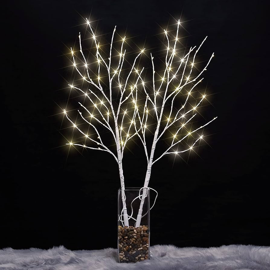 LIGHTSHARE Lighted Artificial Twig Birch Tree Branch with Mini LED Lights Battery Operated with T... | Amazon (US)