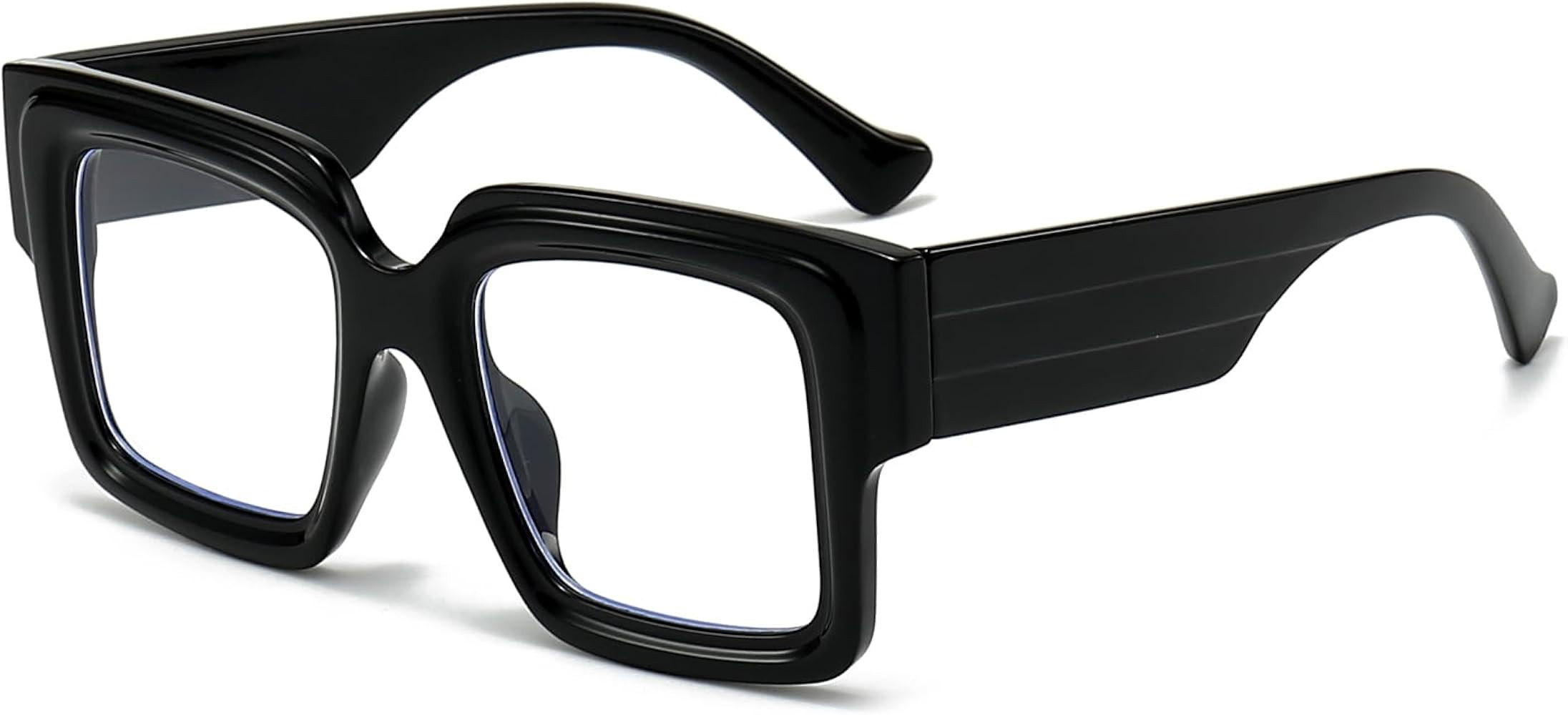 Oversized Square Glasses for Women Men Chunky Frame Blue Light Lens Non Prescription Eyeglasses | Amazon (US)