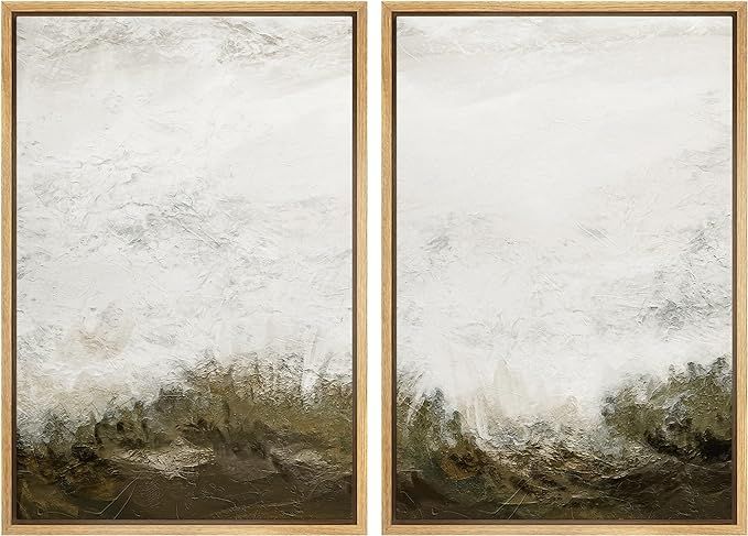 IDEA4WALL Framed Canvas Print Wall Art Set Grunge White Brown Color Field Landscape Abstract Shap... | Amazon (US)