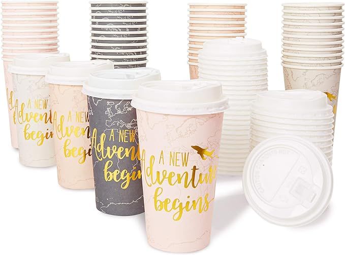 Map Paper Insulated Coffee Cups with Lids (16 oz, 48 Pack) | Amazon (US)