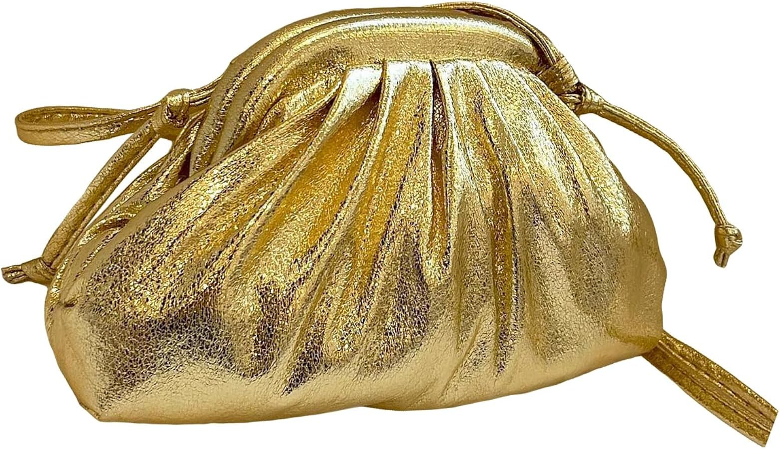 Verdusa Women's Metallic Ruched Clutch Handbags Crossbody Bag Shiny Evening Purse | Amazon (US)