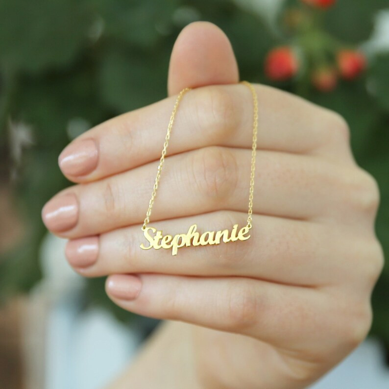 14k Solid Gold Name Necklace,personalized Necklace,personalized Gift,bridesmaid Gift Birthday Gif... | Etsy (US)