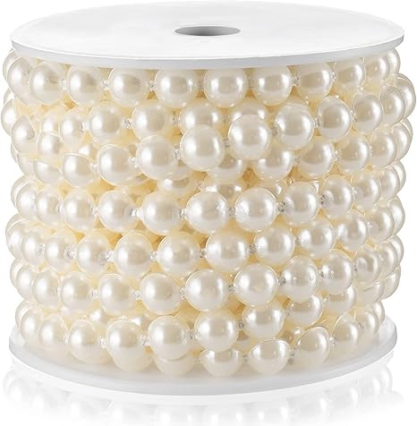 Amazon.com: Half-Round Pearl Bead Garland String 11 Yards, 10MM Flat Pearl Beaded Spool Roll Craf... | Amazon (US)