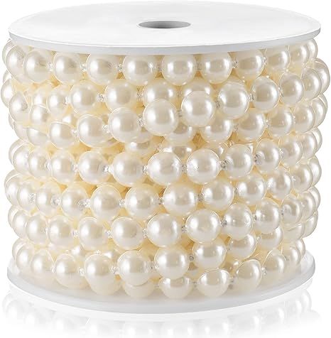 Amazon.com: Half-Round Pearl Bead Garland String 11 Yards, 10MM Flat Pearl Beaded Spool Roll Craf... | Amazon (US)