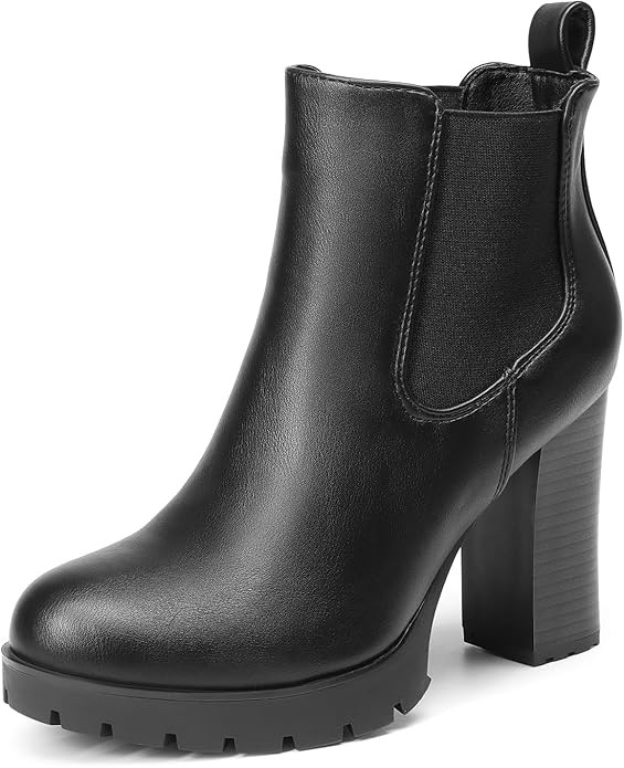 DREAM PAIRS Women's Chelsea Ankle Boots Platform Fall Boots High Chunky Heel Block Elastic Side Boot | Amazon (US)