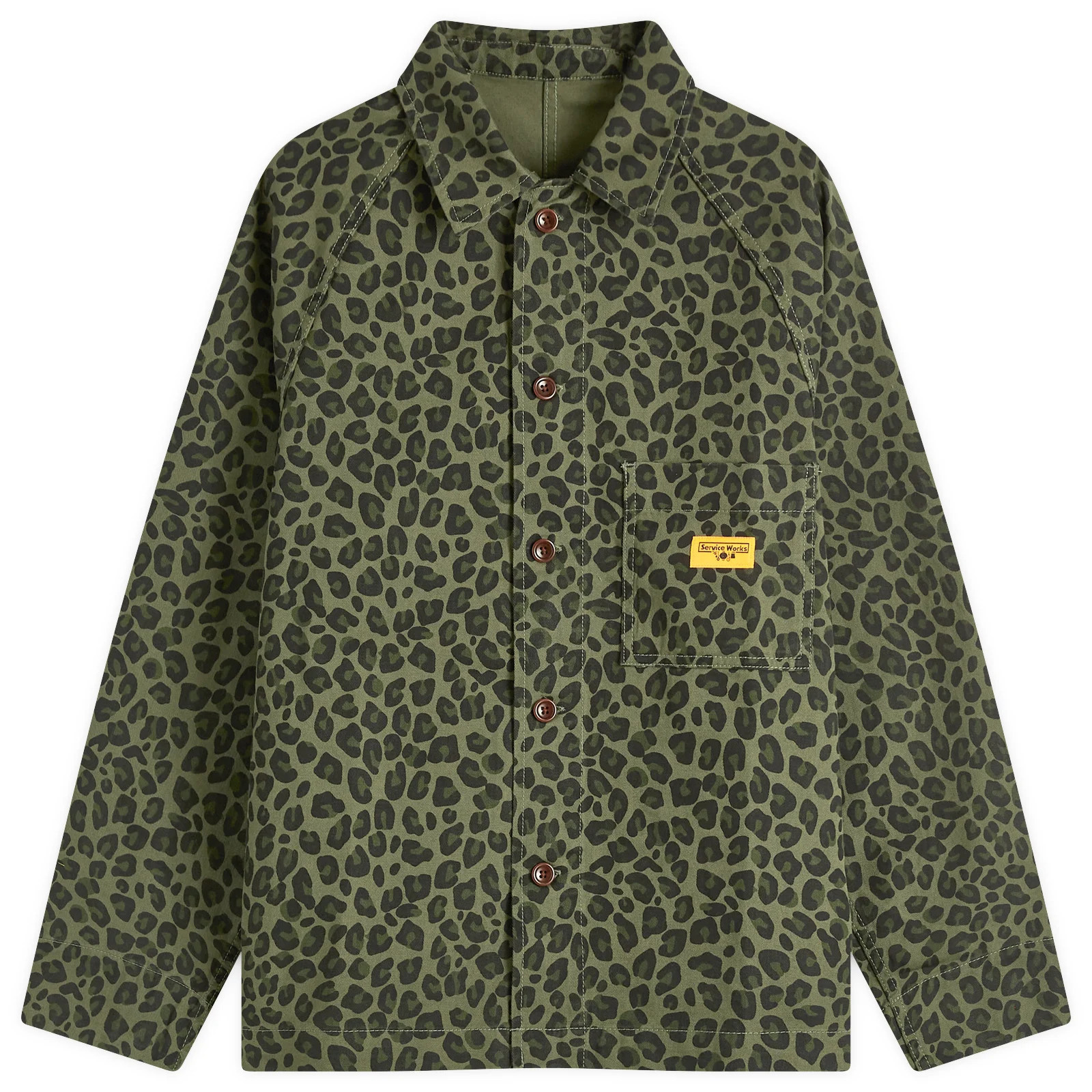 Service Works Men's Leopard FOH Jacket in Green, Size Medium | END. Clothing