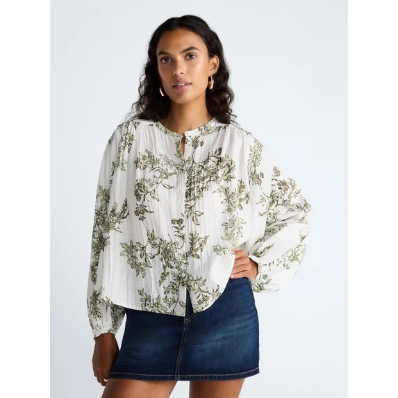 Scoop Women’s Blouson Sleeve Shirt, Sizes XS-4X - Walmart.com | Walmart (US)