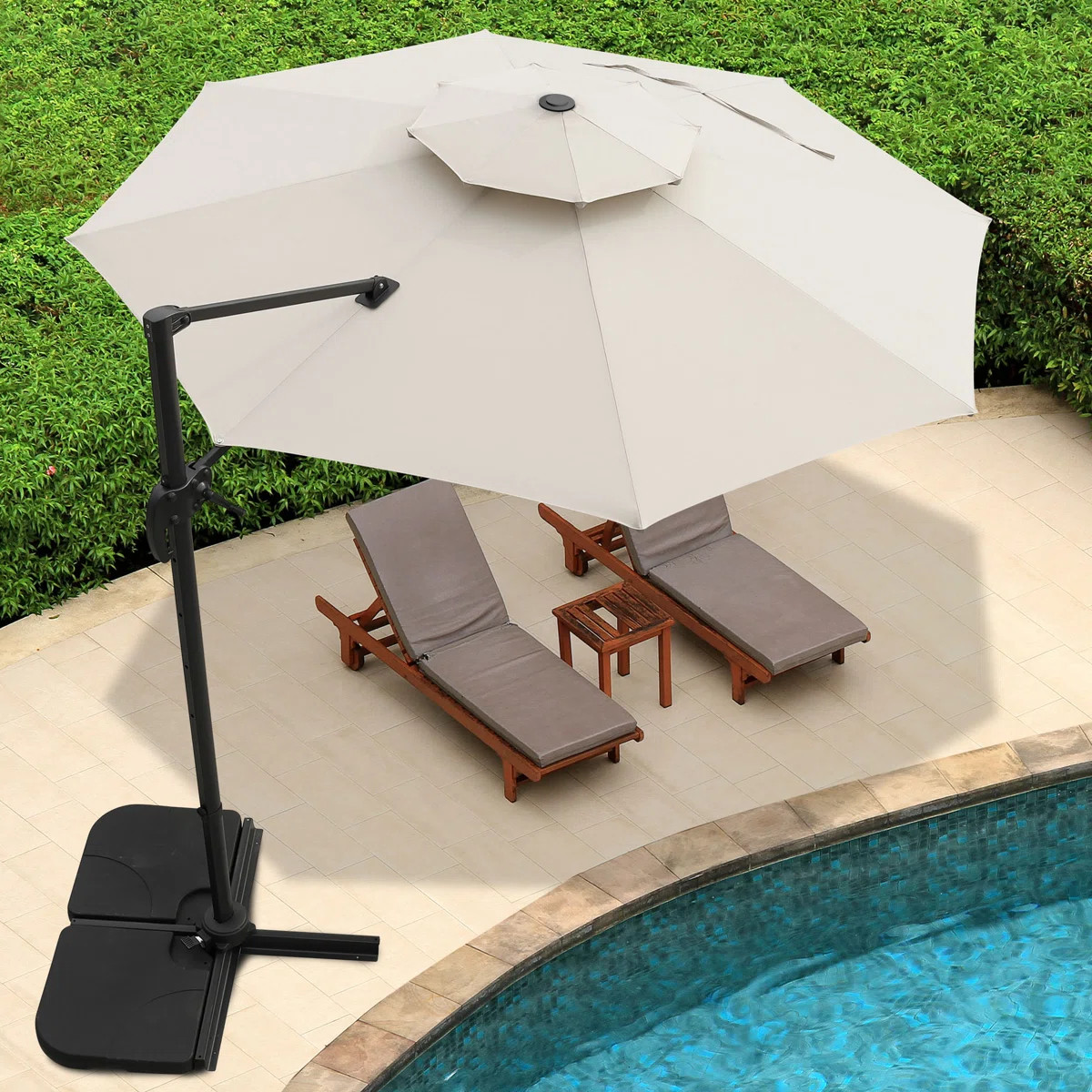10FT Cantilever Patio Umbrella with Cross Base Included 360 Rotation Large Offset Hanging Outdoor... | Wayfair North America