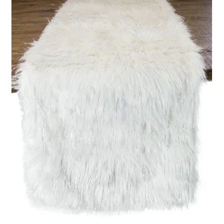 Holiday Christmas Decorative Exquisite Faux Fur with Silver Lurex Thread Table Runner | Walmart (US)