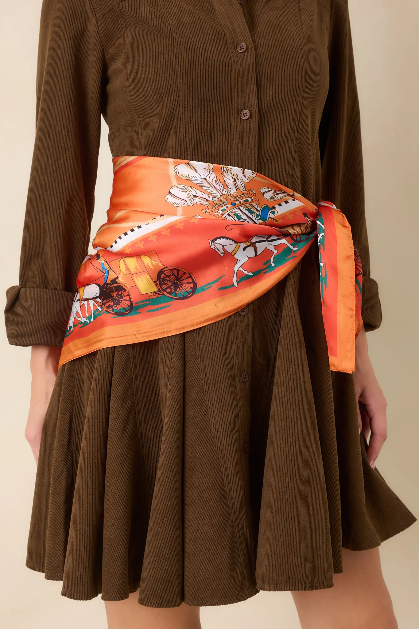 A Royal Journey Orange and Turquoise Scarf | Red Dress