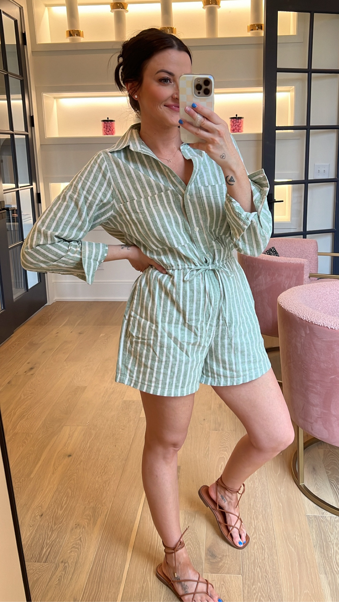 Easy Spring outfit! Linen romper (S) +lace up sandals 

#LTKstyletip #LTKSeasonal #LTKfindsunder50