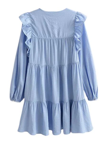 'Spencer' Blue Ruffled Dolly Dress | Goodnight Macaroon