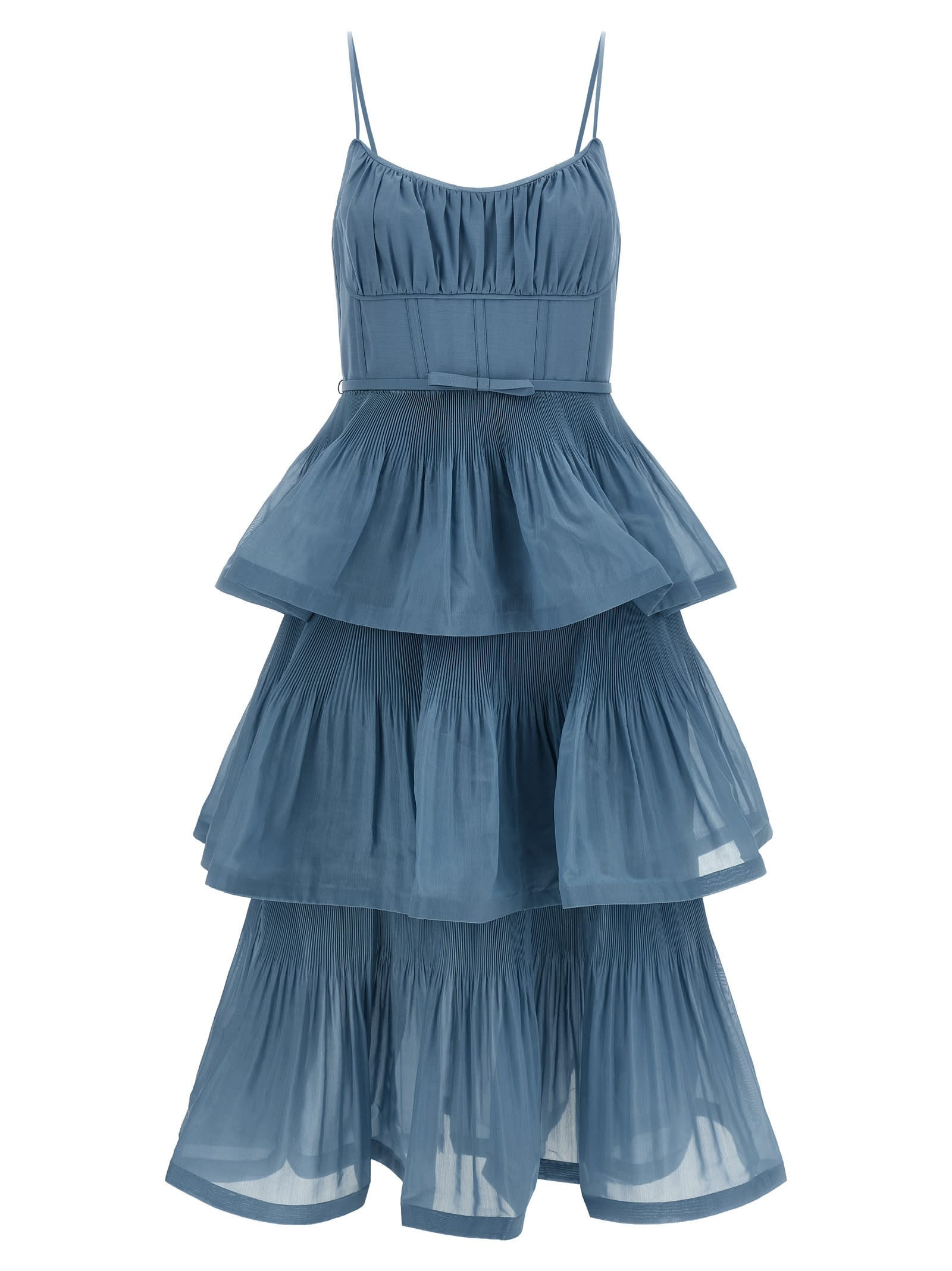 Zimmermann pleated Tiered Midi Dress | Italist.com US