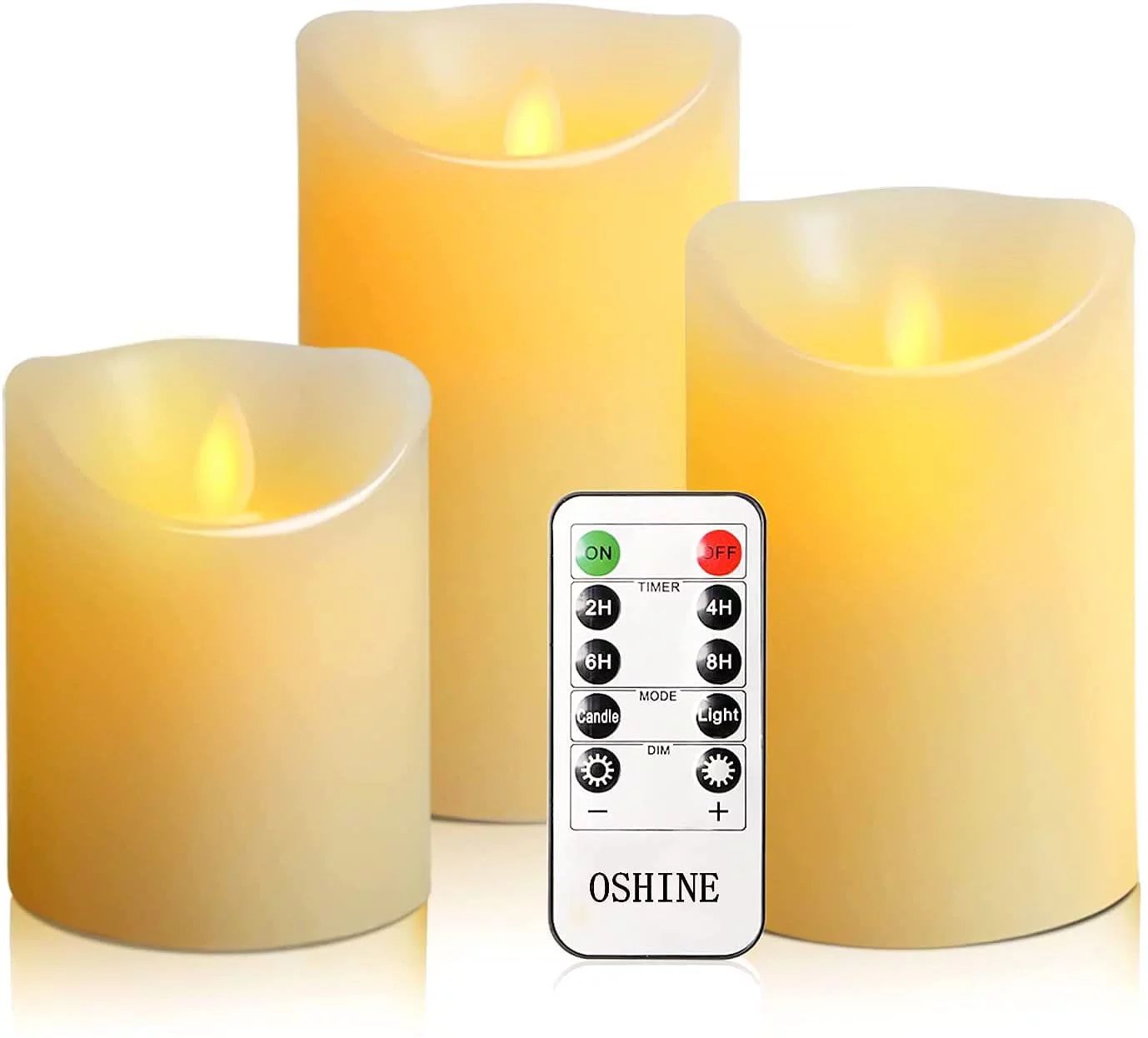 OSHINE Flameless Candles LED Lights Battery Candles 3-pack Moving Wick True Wax Electric Pillar C... | Walmart (US)