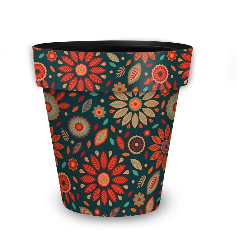 Briarwood Lane Orange and Teal Medium Floral Planter | Walmart (US)