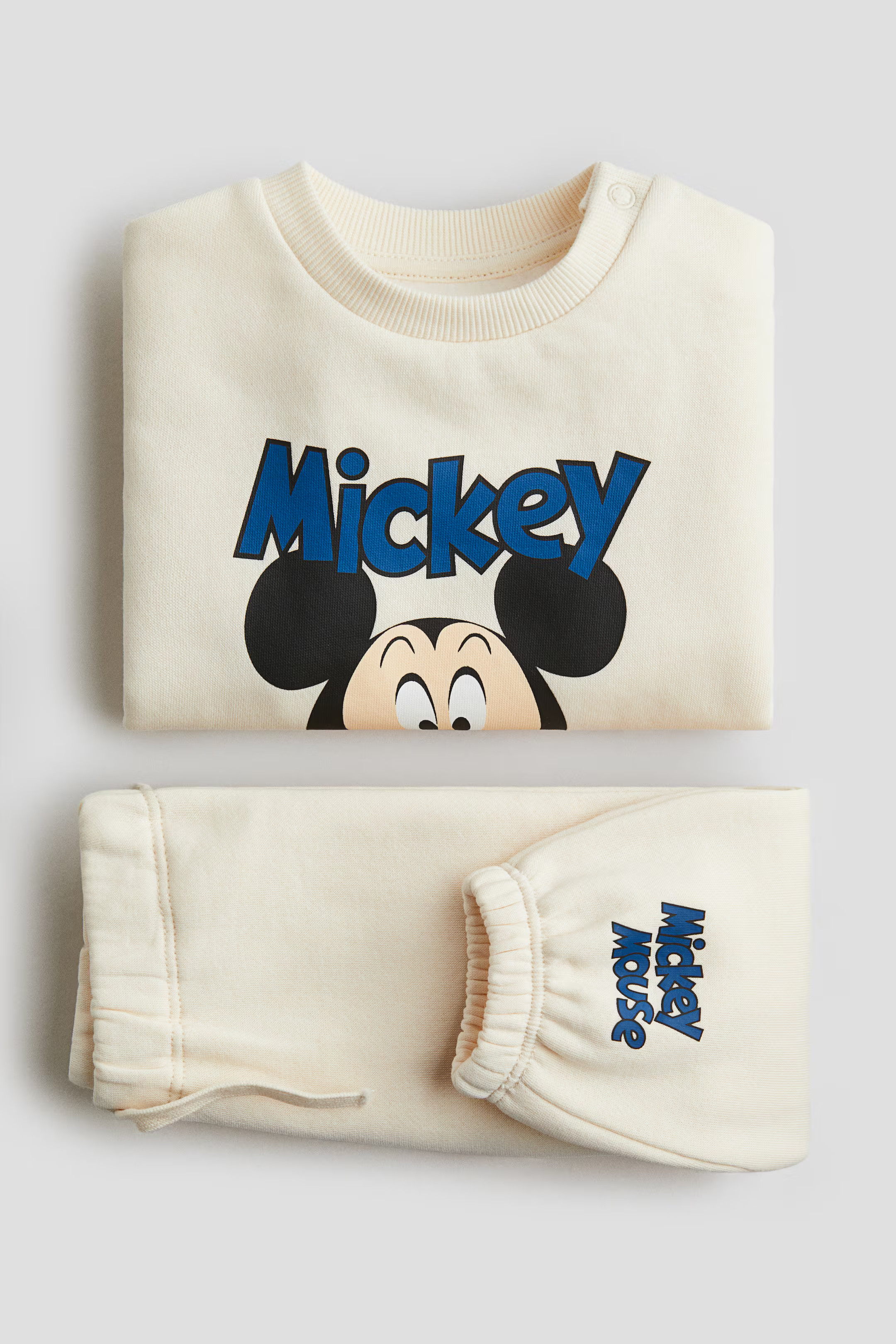 2-Piece Printed Sweatsuit - Light beige/Mickey Mouse - Kids | H&M US | H&M (US + CA)