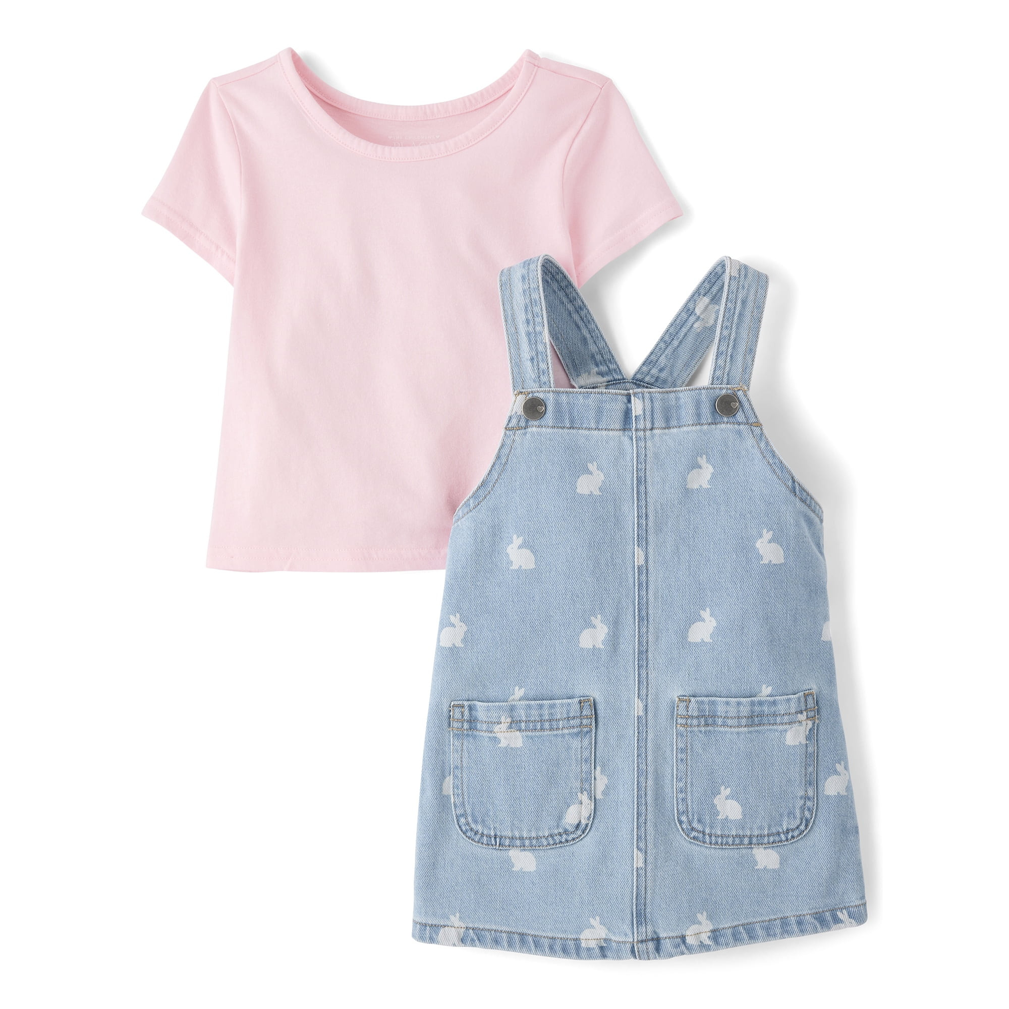 The Children's Place Toddler Girls Short Sleeve Skirtall Outfit Set, 2-Piece, Sizes 12M-5T | Walmart (US)