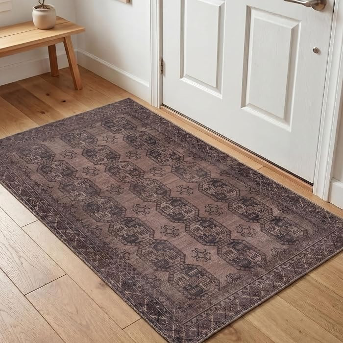 Kuden 3x5 Small Area Rug, Washable Living Room Rug, Vintage, Non-Slip | Amazon (US)