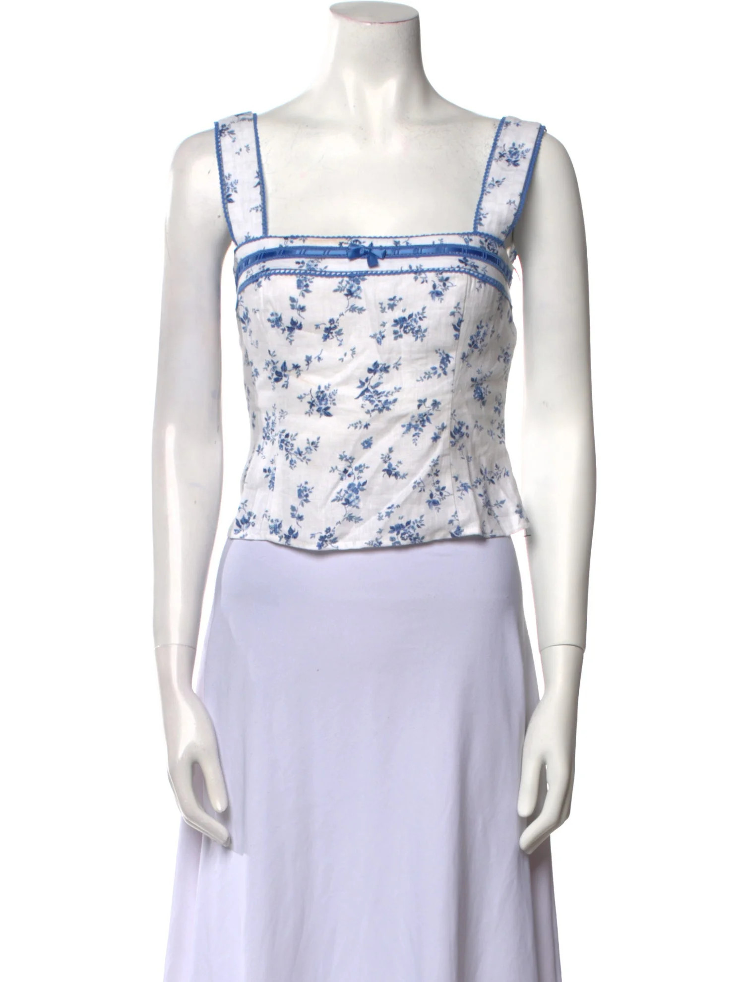 Linen Floral Print Crop Top | The RealReal