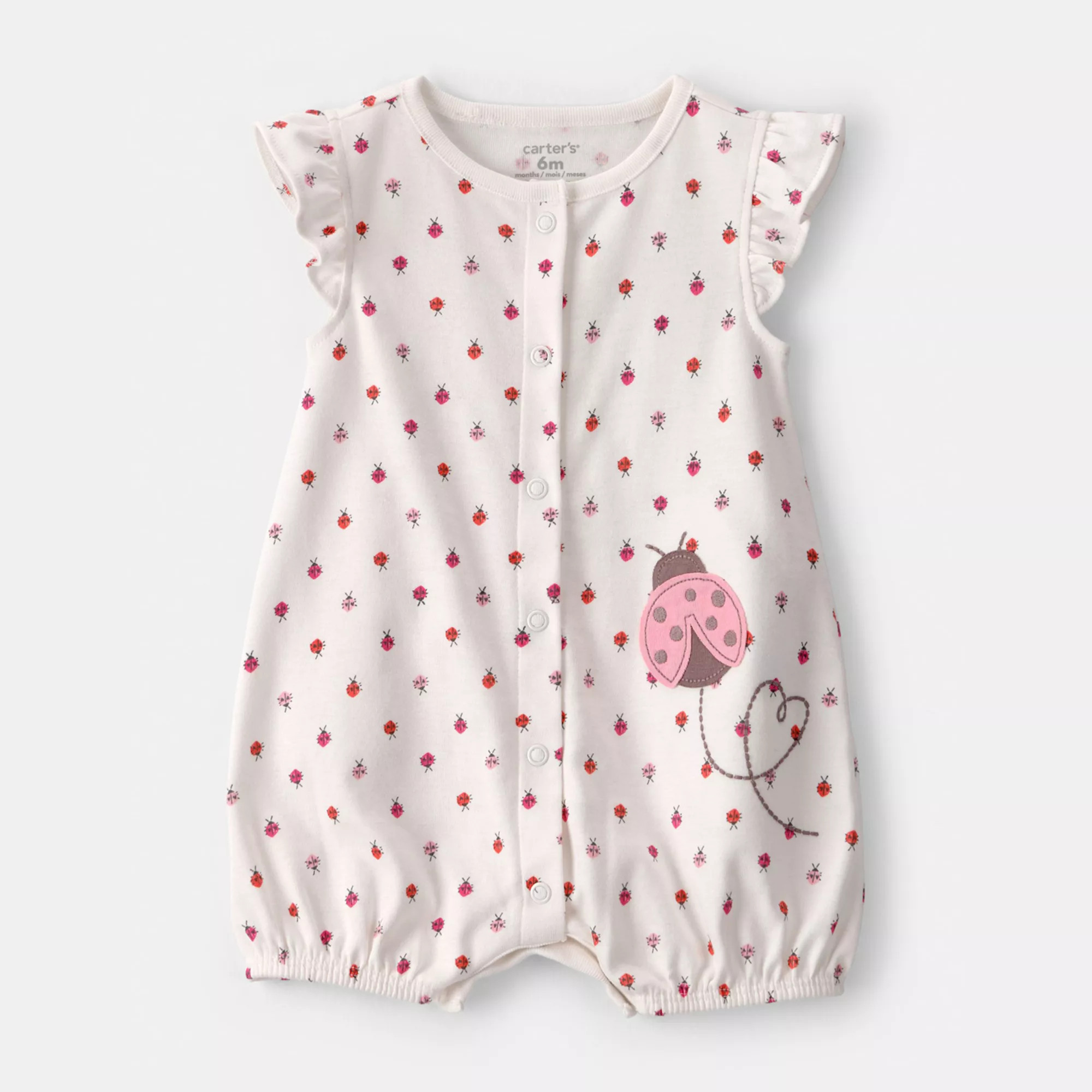 Baby Girl Carter's Ladybug Flutter Sleeve Romper | Kohl's