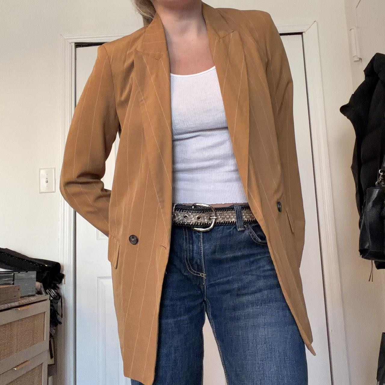 Zara Women's Blazer Jacket - Tan/Brown - XS | Depop US