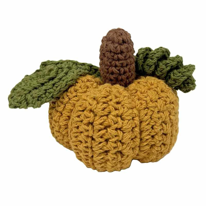 Yellow Crochet Pumpkin, 4" | At Home