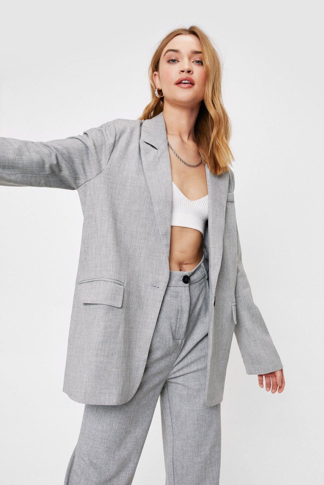 Womens Meeting in Progress Oversized Tailored Blazer - Grey | NastyGal (US & CA)