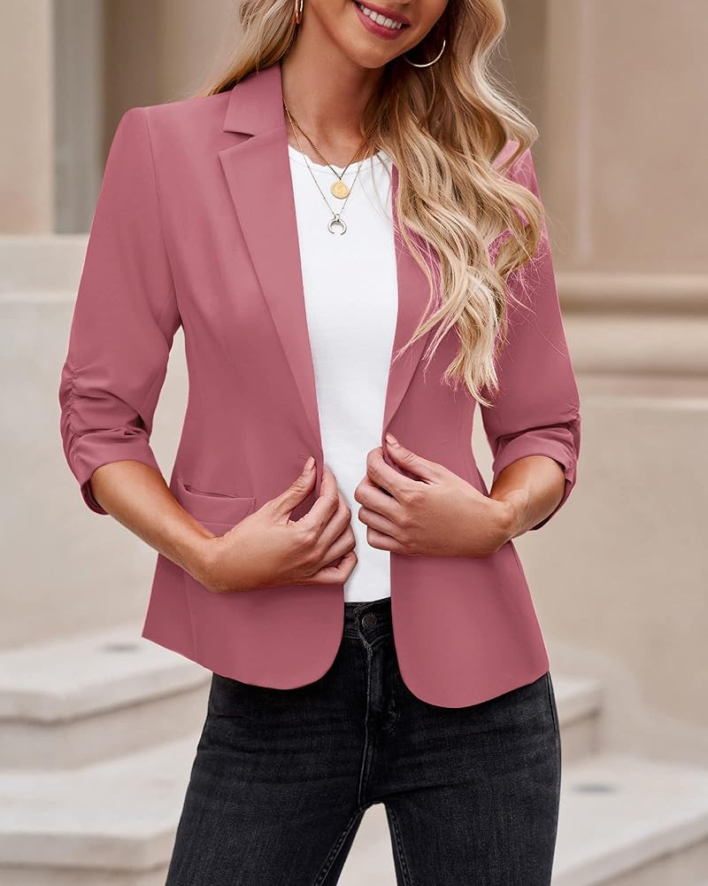 LookbookStore Blazers for Women Suit Jackets Dressy 3/4 Sleeve Blazer Business Casual Outfits for Wo | Amazon (US)