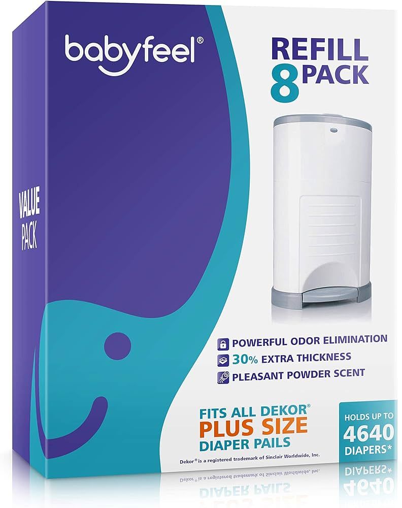 Babyfeel Refills Compatible with DEKOR PLUS Diaper Pails | 8 Pack | Exclusive 30% Extra Thickness... | Amazon (US)