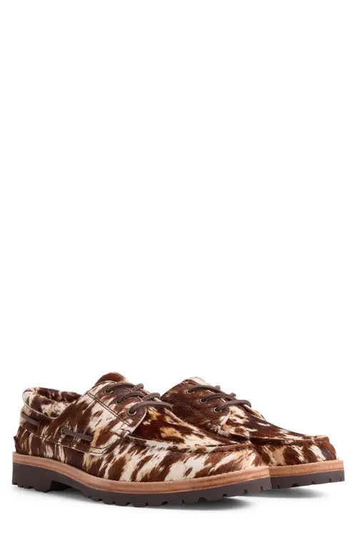 Sperry x Colour Plus Companie Genuine Calf Hair 3-Eye Boat Shoe in Dark Fawn Leather Calf Hair at Nordstrom, Size 8 | Nordstrom