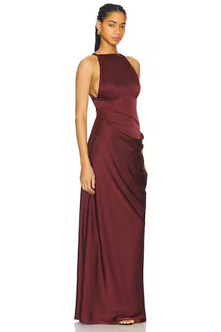 Ceren Ocak Satin Dress in Burgundy from Revolve.com | Revolve Clothing (Global)