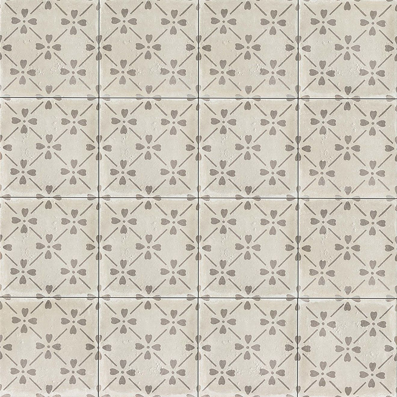 Palazzo 12" x 12" Decorative Tile in Vintage Grey Bloom | Bedrosians Tile & Stone