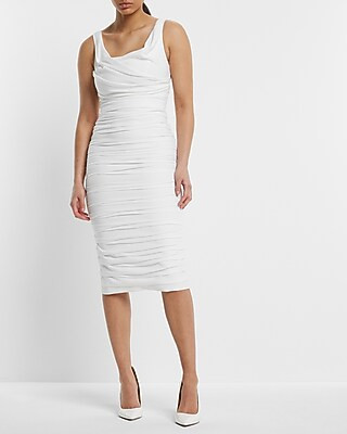 Bridal Satin Ruched Midi Dress | Express
