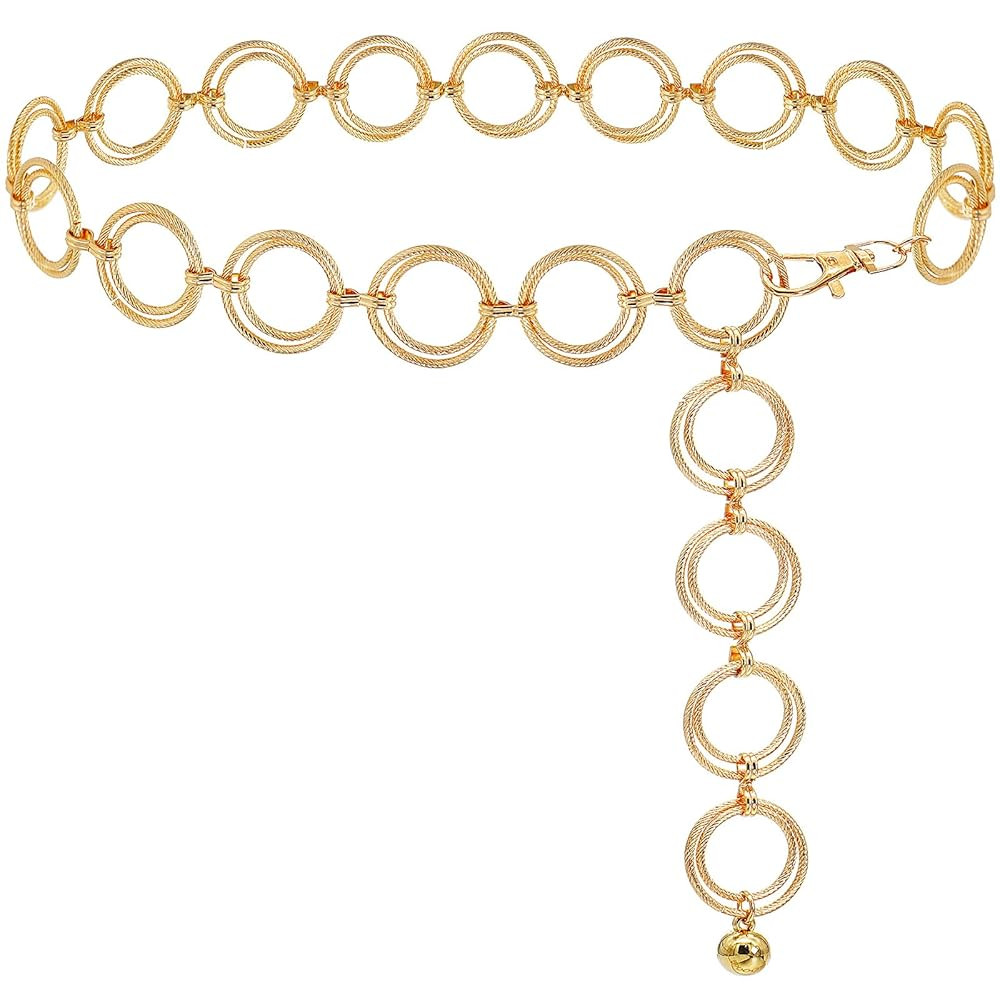 Glamorstar O-Ring Chain Belt Waist Chain Belts for Women Dresses | Amazon (US)