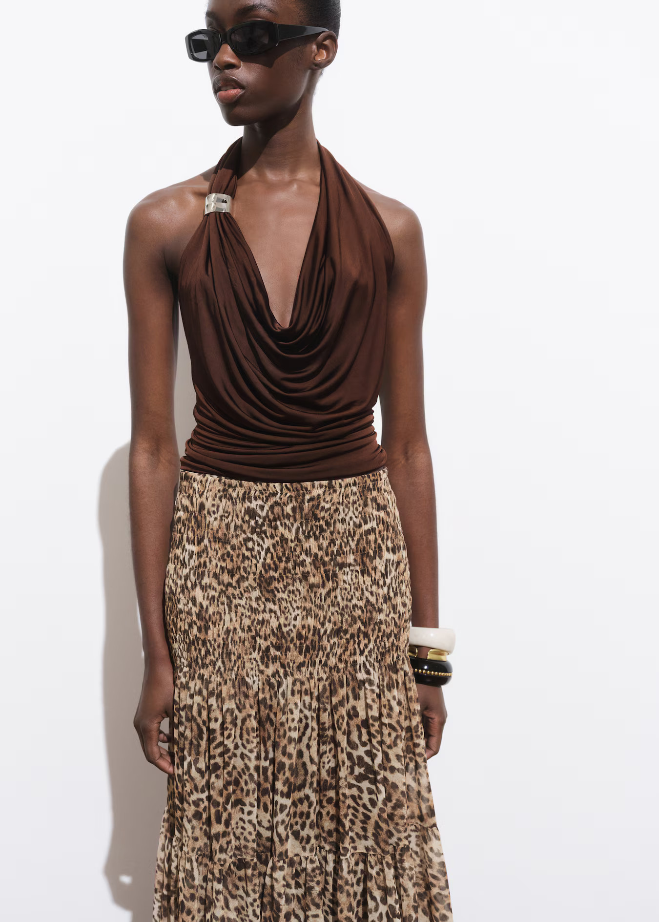 Draped top with metallic detail - Women | MANGO United Kingdom | MANGO (UK)