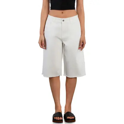 HINT OF BLU Longer Length Denim Shorts in Graphite at Nordstrom, Size 29 | Nordstrom