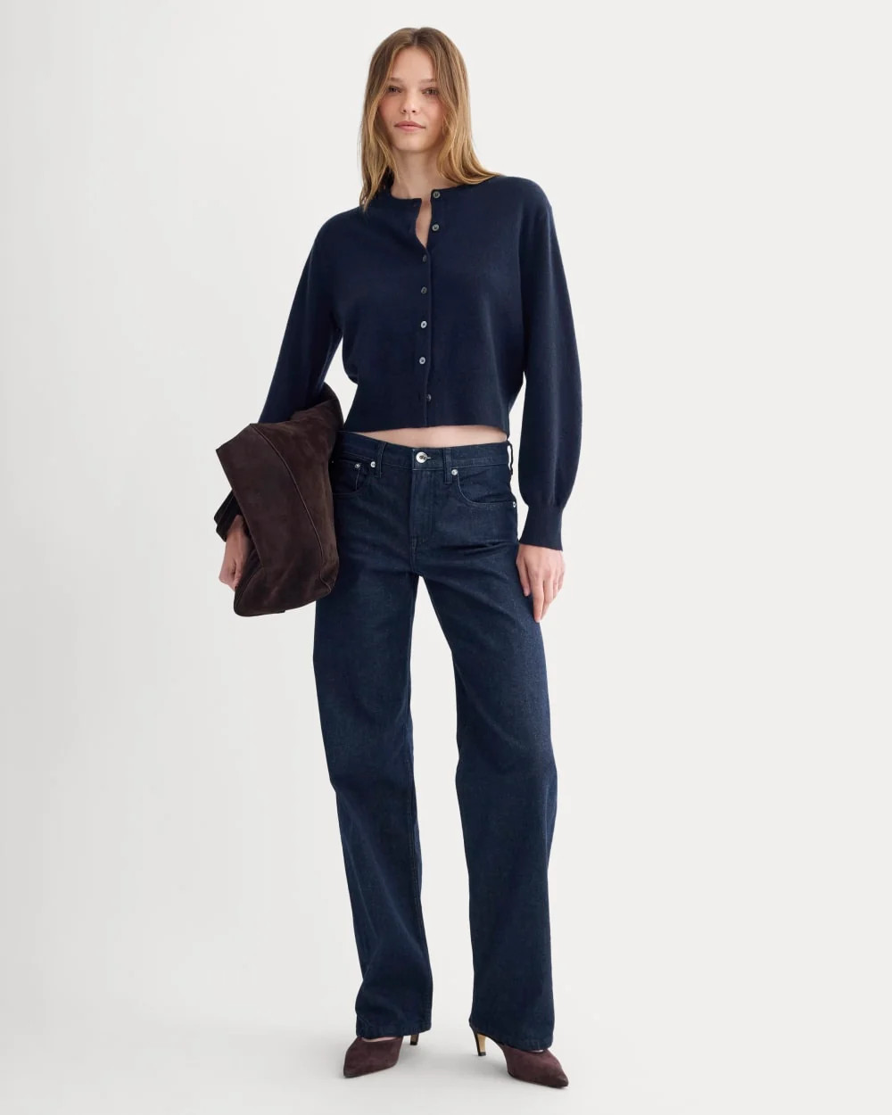 Cashmere Cropped Cardigan | Navy | Everlane